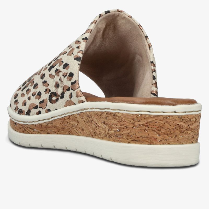 Leichter Schuh mit Plateau-Korksohle und modischem Animal Print, bequem für Alltag und Sommer geeignet