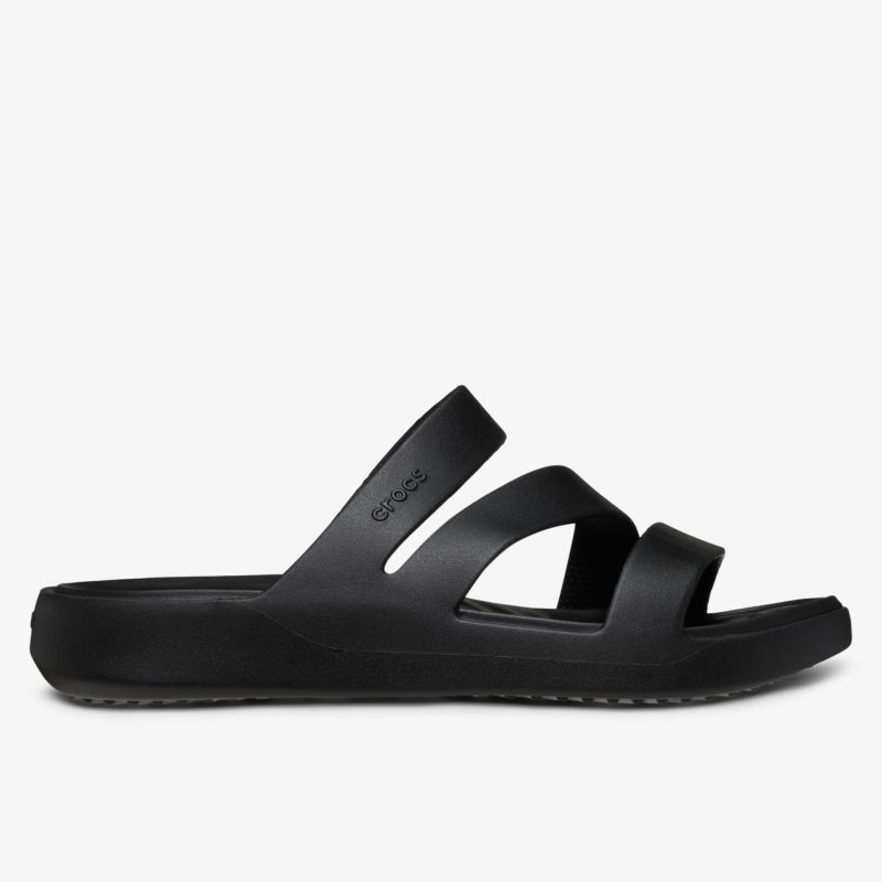 Schwarze Sandale mit elastischen Riemen und bequemer Passform