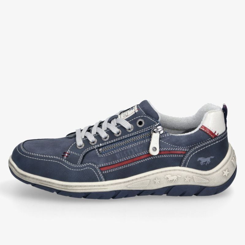 Sportlicher blauer Schuh mit seitlicher Reißverschlussöffnung, gepolstertem Innenfutter und rutschfester Laufsohle für hohen Komfort