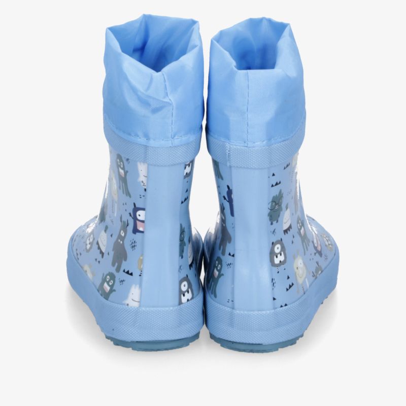 Robuste wasserdichte blaue Regensocken mit praktischem Manschettenabschluss und rutschfester Sohle von hinten gezeigt