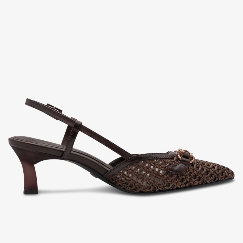 Eleganter Slingback Schuh mit feinem Geflecht und mittelhohem Absatz für stilvollen Auftritt