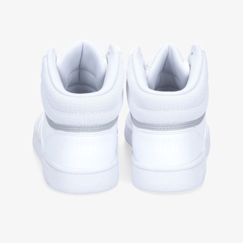 Moderner weißer High-Top-Sneaker mit stilvollem Design und hohem Tragekomfort, Rückansicht.