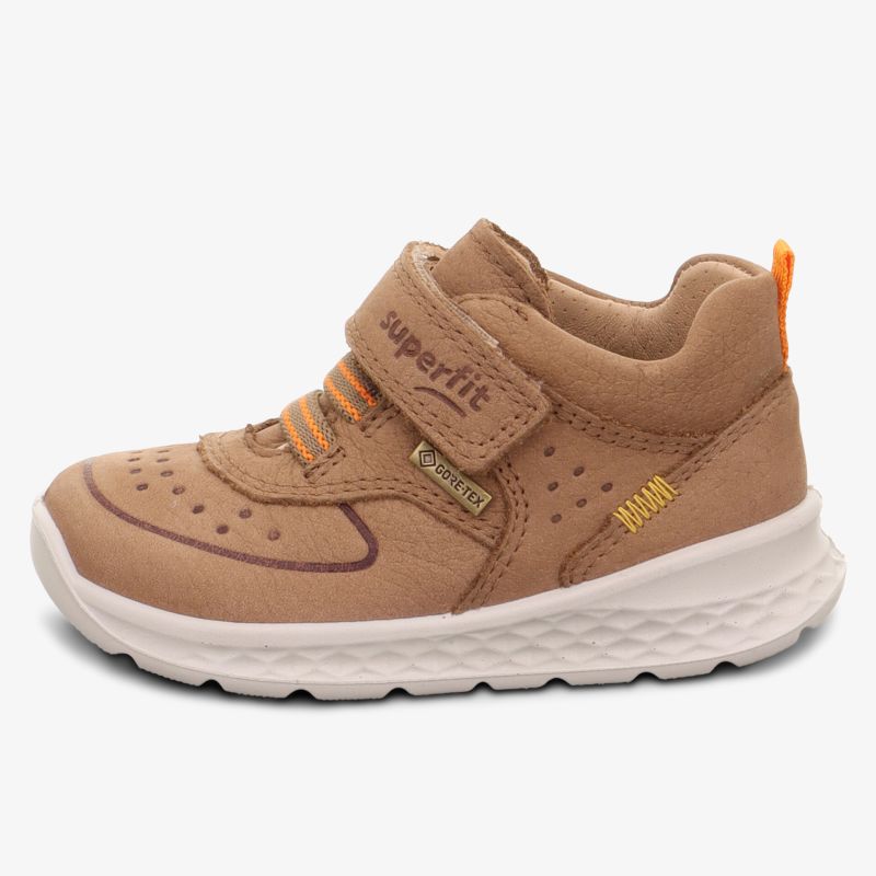 Bequemer brauner Kinderschuh mit Klettverschluss und rutschfester, robuster Sohle für optimalen Komfort