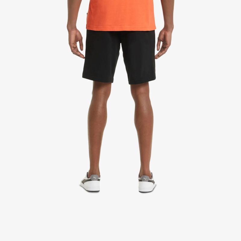 Schwarz kurze Hose aus leichtem Stoff, bequem und atmungsaktiv, sportliches Design, knieumspielend, Rückansicht