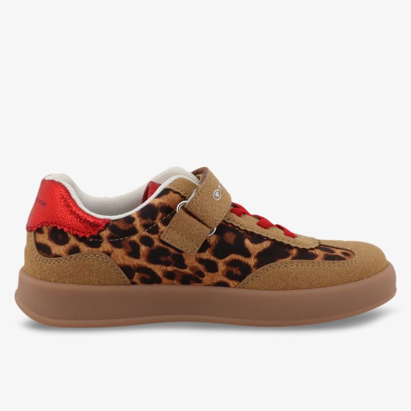 Moderner Sneaker mit Leopardenmuster, Klettverschluss und robuster Sohle für bequemen Alltag