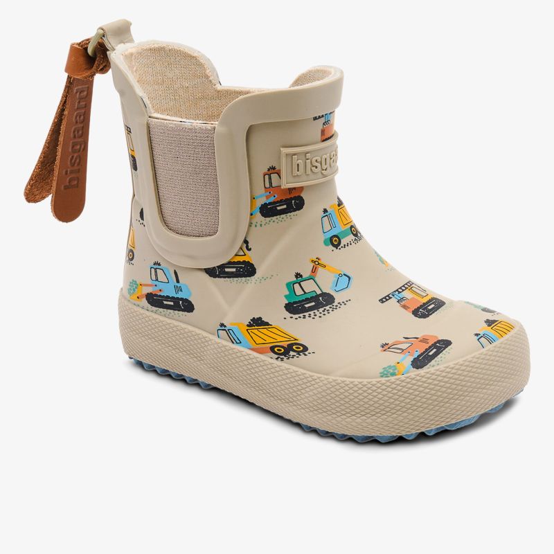 Wasserdichter Regenstiefel mit buntem Bagger-Muster und rutschfester Sohle. Komfortabel und strapazierfähig.