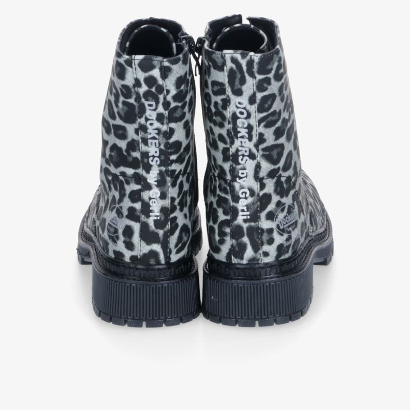 Leopardenmuster Boots mit hohem Schaft, seitlichem Reißverschluss und robuster Sohle, für sicheren Halt