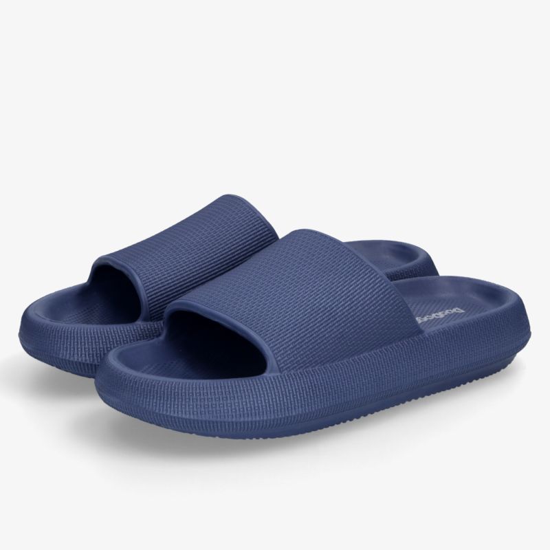 Bequem gestaltete blaue Badeschuhe mit offener Zehenpartie und rutschfester Sohle