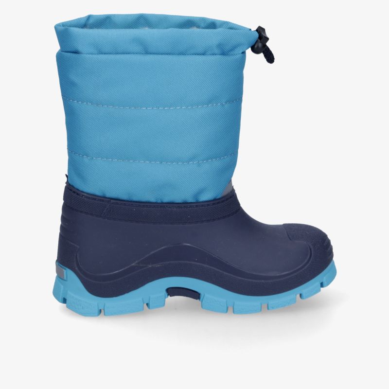 Wasserdichte blaue Schneestiefel mit isoliertem Schaft und rutschfester Sohle für optimalen Komfort im Freien.