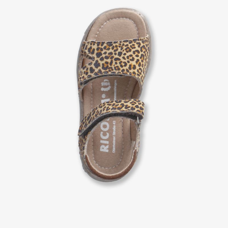 Bequeme Sandale mit modischem Leopardenmuster und verstellbarem Klettverschluss, gepolsterte Innensohle