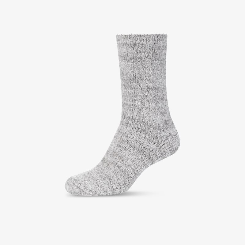 Graue Socke mit weichem, dehnbarem Material für hohen Tragekomfort und Wärme