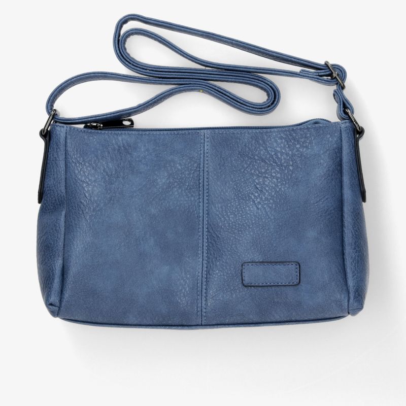 Blaue Schultertasche aus feinem Material mit verstellbarem Riemen und praktischem, eleganten Design