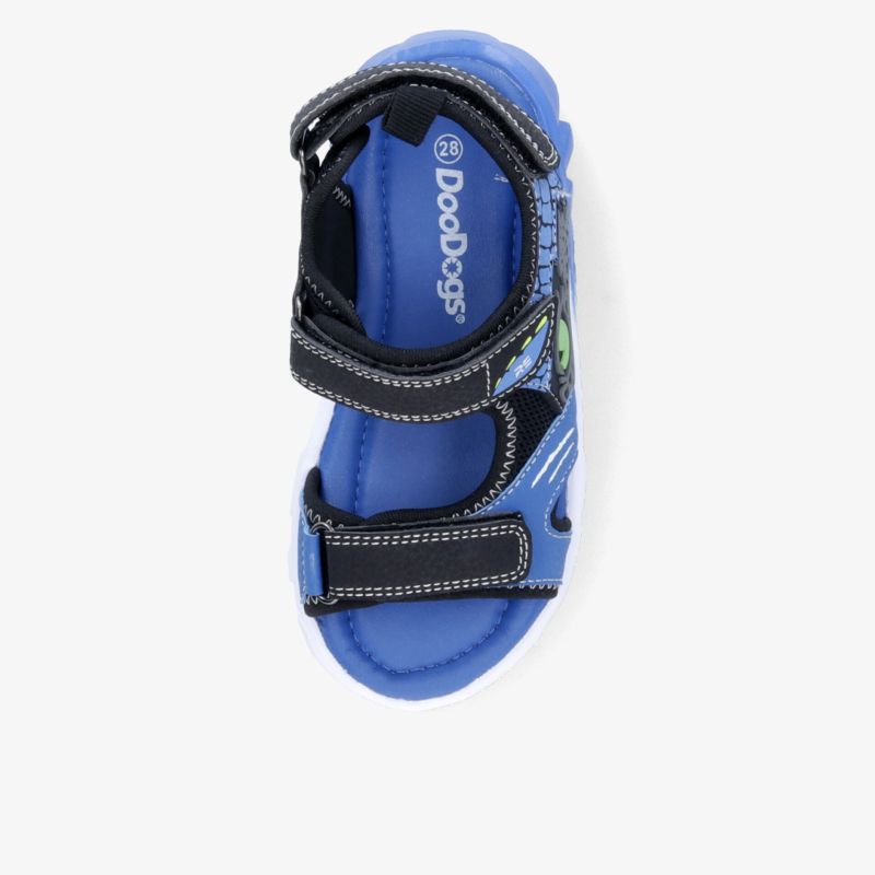 Sportliche blaue Sandale mit verstellbaren Klettverschlüssen und rutschfester sohle für hohen Tragekomfort
