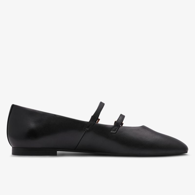 Schlichter spitz zulaufender Ballerina mit elastischen Riemen aus weichem Leder, flach und bequem