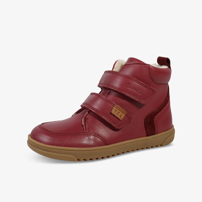 Stylischer roter Sneaker mit Klettverschluss und rutschfester Sohle bietet Komfort und modernes Design.