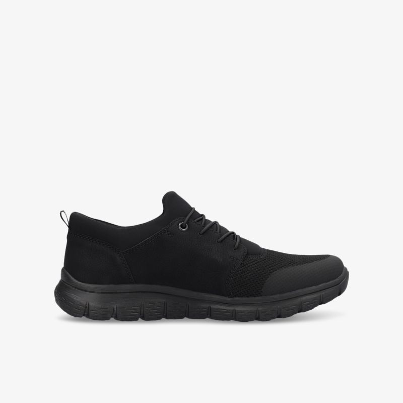 Moderne schwarze Sneakers mit flexibler, rutschfester Sohle und bequemer Passform für aktiven Alltag