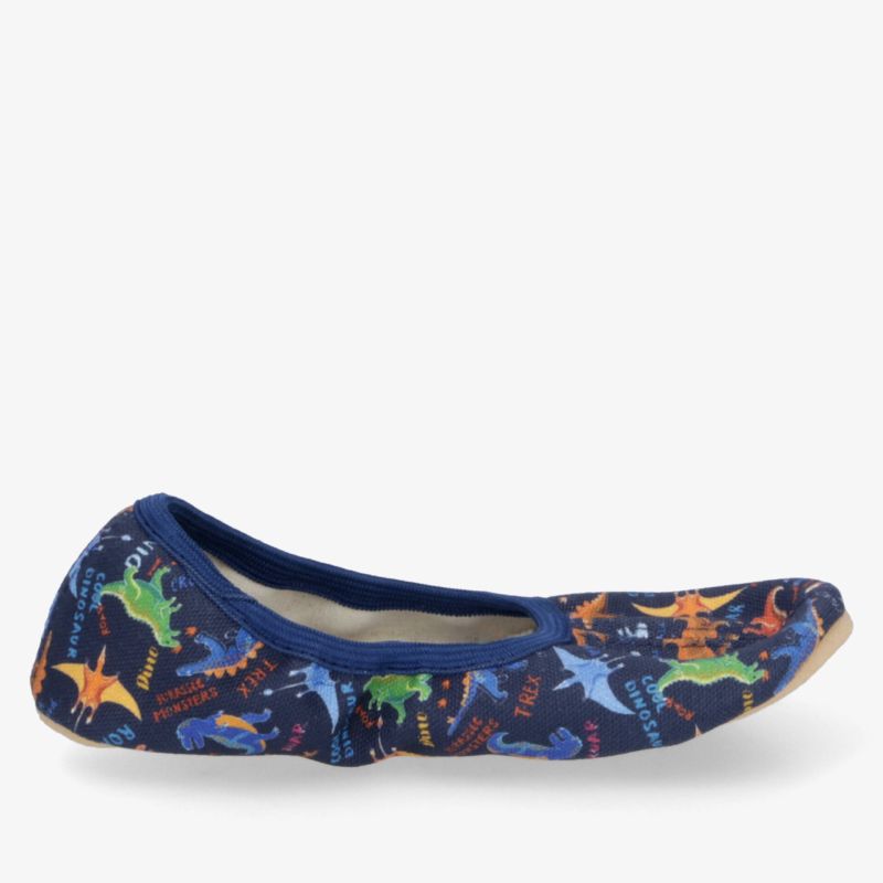 Bequemer Ballerina mit elastischem Bund und buntem Dinosaurier-Print, leichter Schuh mit flexibler Sohle