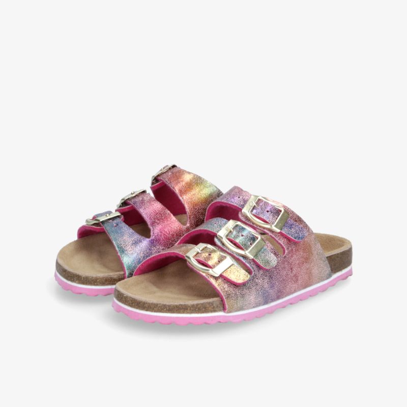 Bunte Sandalen mit verstellbaren Schnallen und ergonomischem Fußbett. Komfort trifft auf modisches Design.