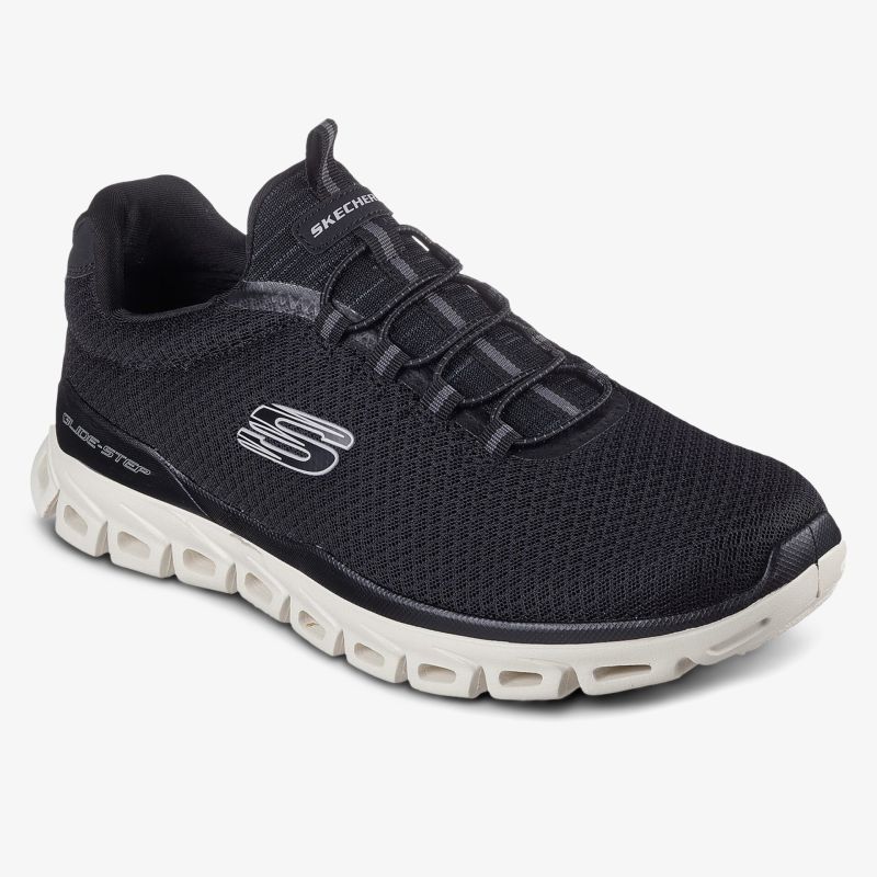 Schwarzer, atmungsaktiver Sneaker mit weißer Sohle und sportlichem Design, ideal für täglichen Komfort.