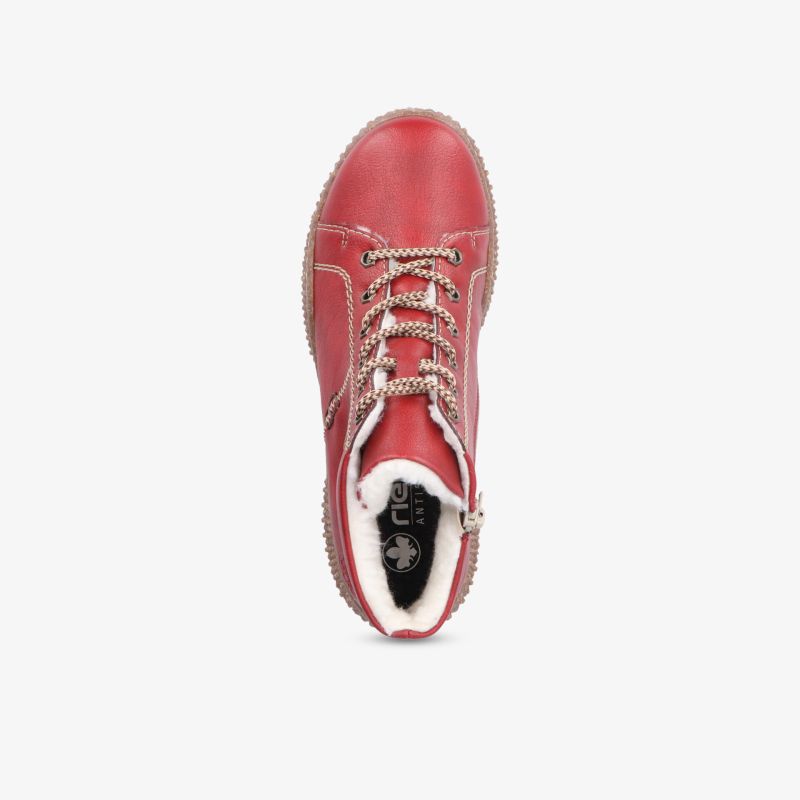 Roter bequemer Schnürschuh aus Leder mit gepolstertem Innenfutter, langlebig und robust