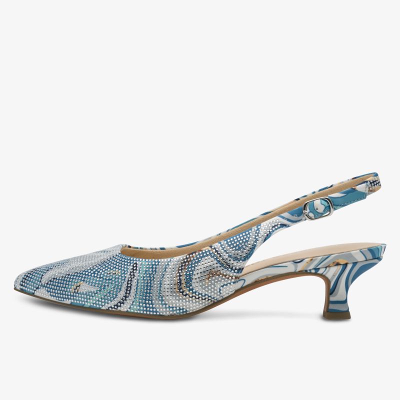 Eleganter Slingback-Pumps mit spitzem Zehenbereich und modischem Muster, komfortabler niedriger Absatz