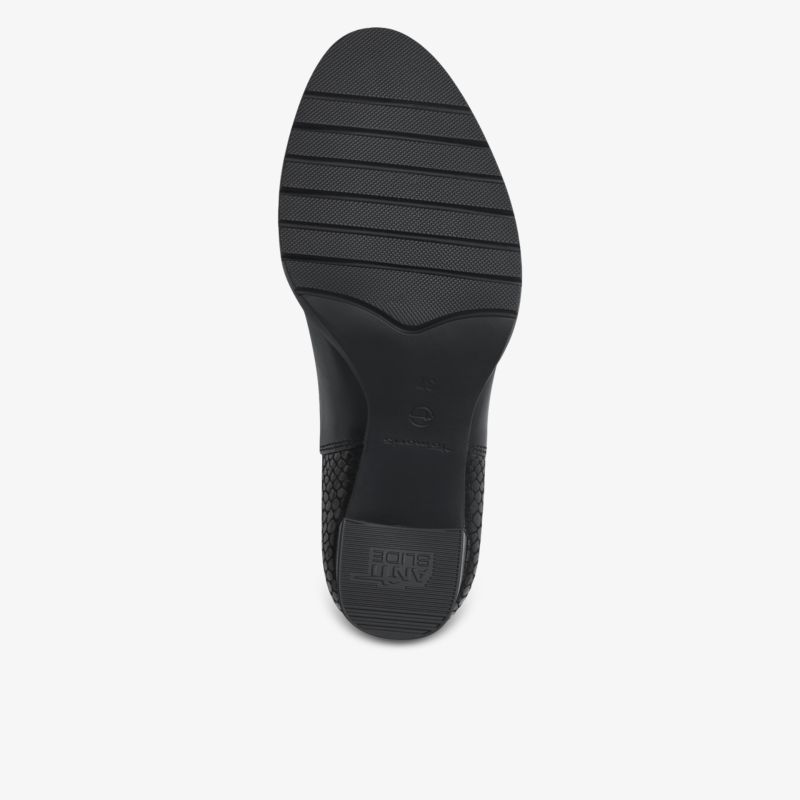 Schwarze Schuhsohle mit rutschfestem Profil, langlebig und komfortabel
