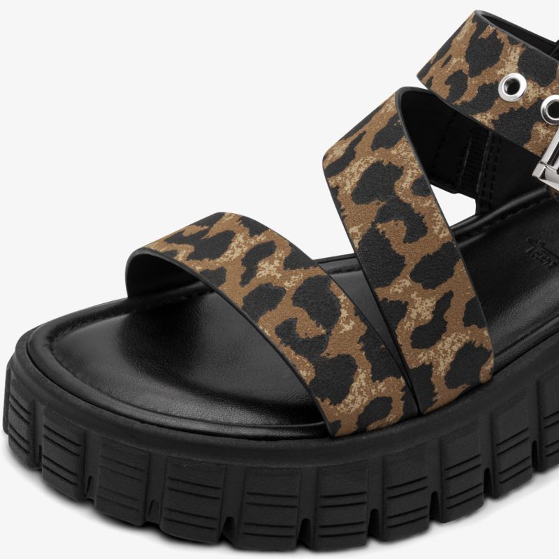 Plateausandale mit Leopardenmuster und verstellbaren Riemen für einen modischen Look