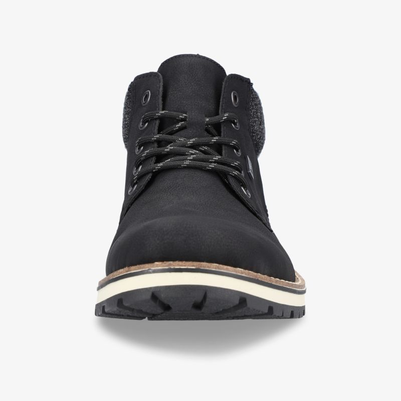 Robuster schwarzer Schuh mit Schnürverschluss und rutschfester Sohle, perfekt für komfortablen Alltag und Outdoor-Einsätze
