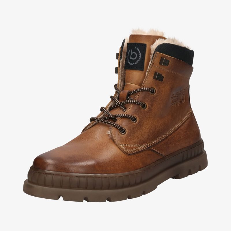 Robuster brauner Lederstiefel mit warmer Innenausstattung und rutschfester Sohle für hohen Tragekomfort