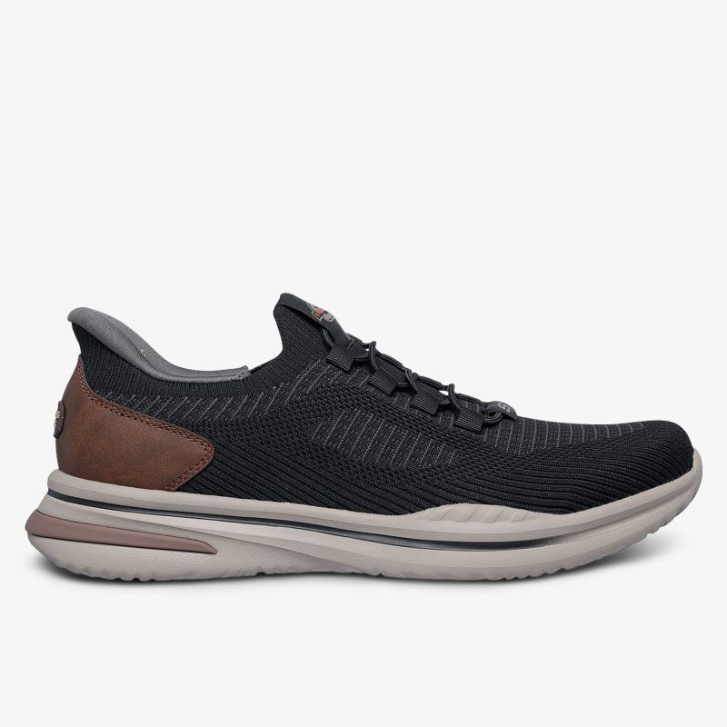 Moderner Sneaker in Schwarz mit braunen Akzenten, ideal für Komfort und Stil.