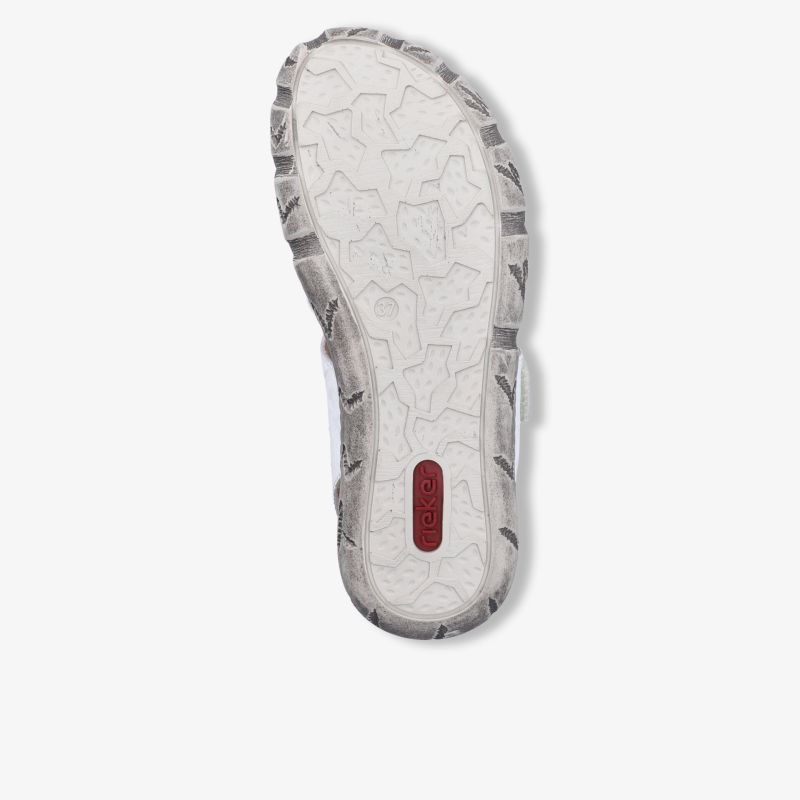 Robuste weiße Schuhsohle mit griffigem Profil für sicheren Halt und lange Haltbarkeit