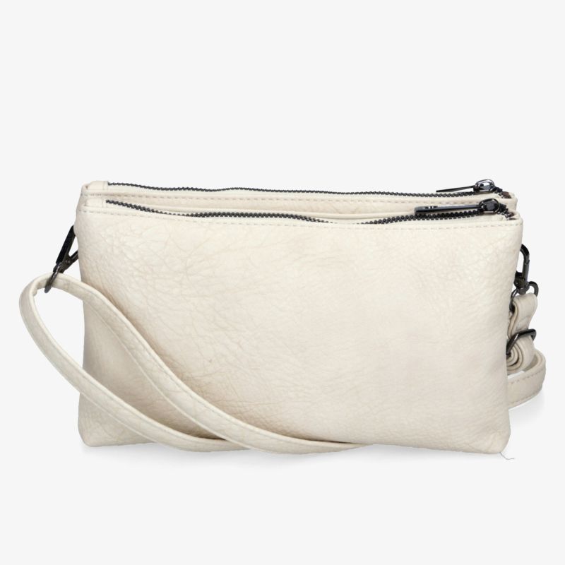 Beige Handtasche mit Reißverschluss, kompakt und elegant, ideal für den täglichen Gebrauch