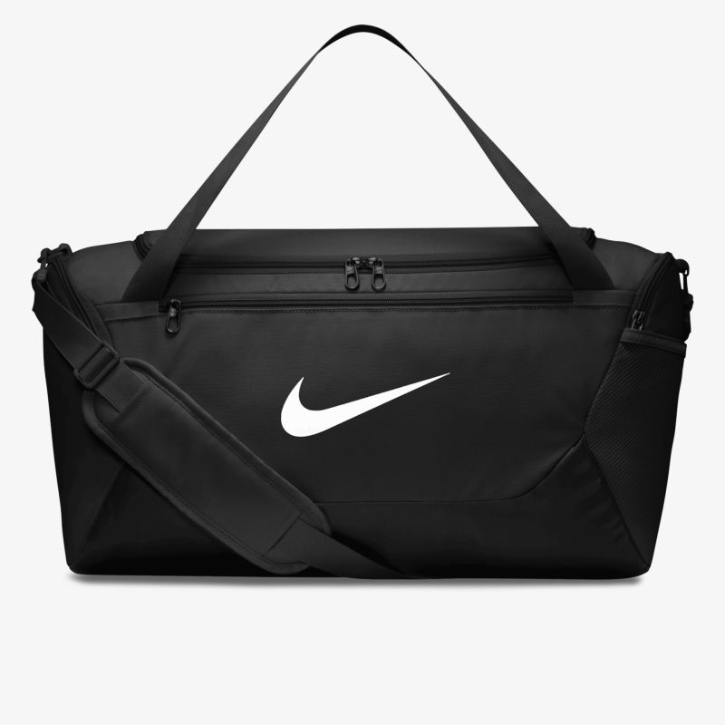 Geräumige graue Sporttasche mit verstellbarem Schulterriemen und umlaufendem Reißverschlussfach von Nike