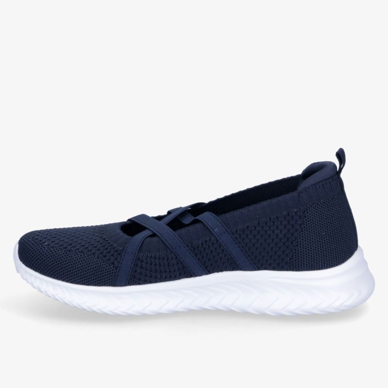 Moderner, sportlicher Schuh in Blau mit flexiblem, atmungsaktivem Material und rutschfester Sohle.