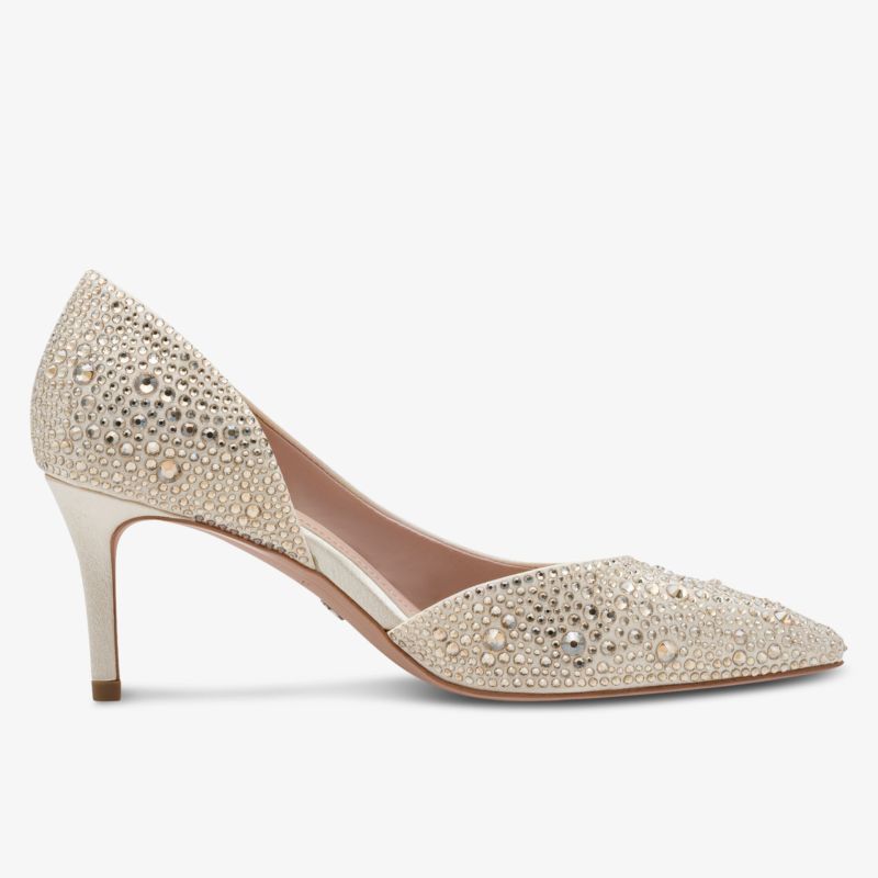 Eleganter spitzer High Heel-Schuh mit funkelnden Verzierungen und feinem Absatz, modisch und edel