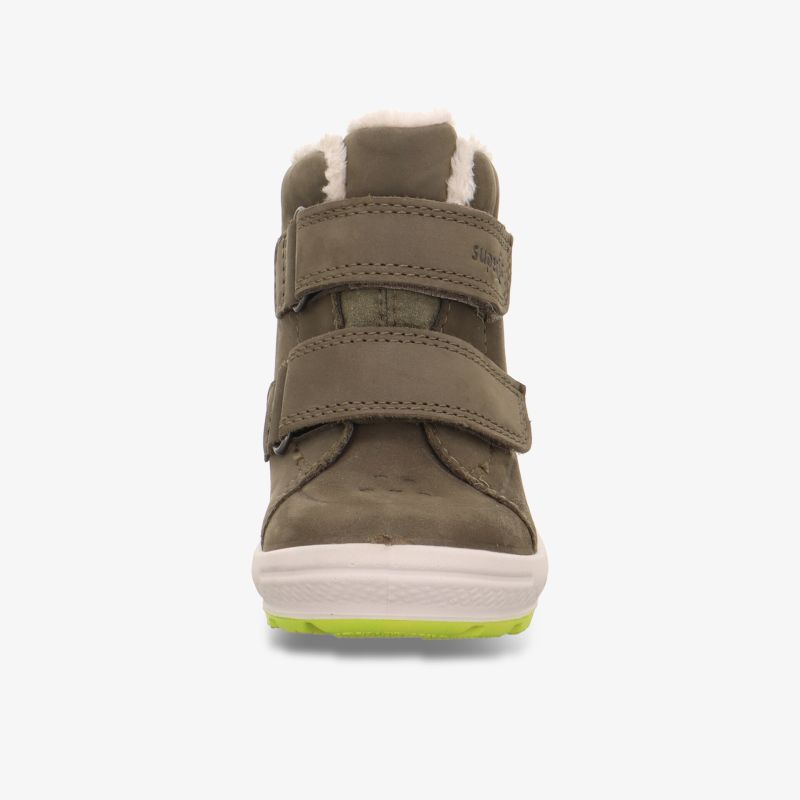 Robuster Schuh mit warmem Futter und praktischem Klettverschluss, rutschfeste Sohle für sicheren Halt