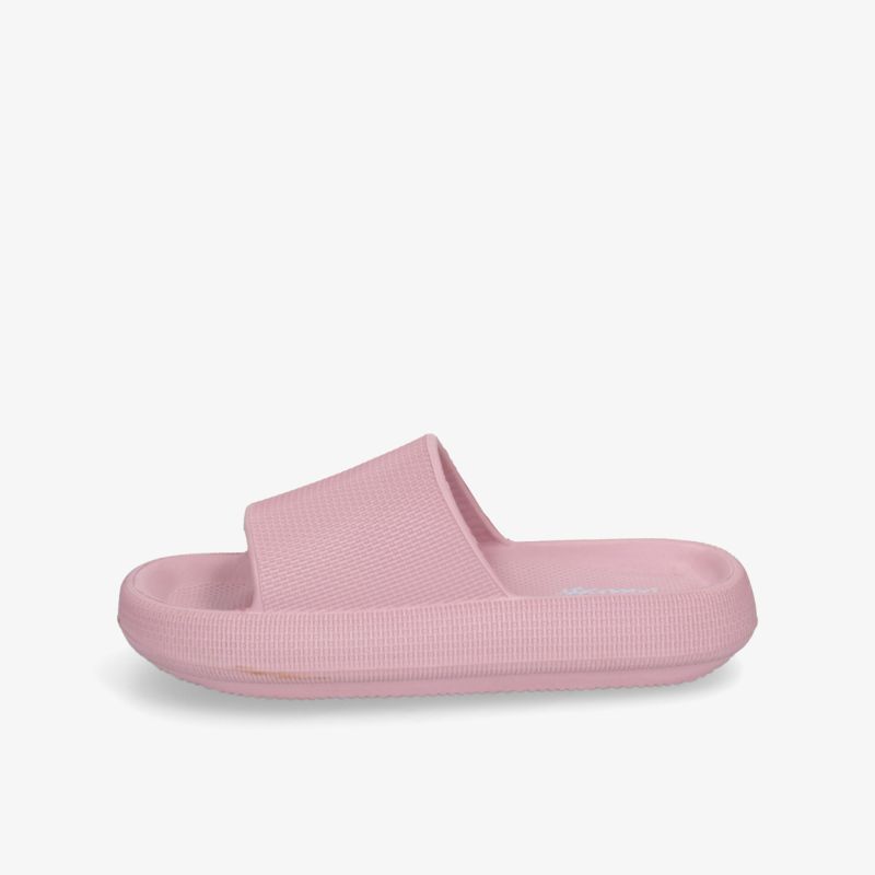 Leichte rosa Slide-Sandale mit gepolsterter Sohle, komfortabel und offen für angenehmes Tragegefühl