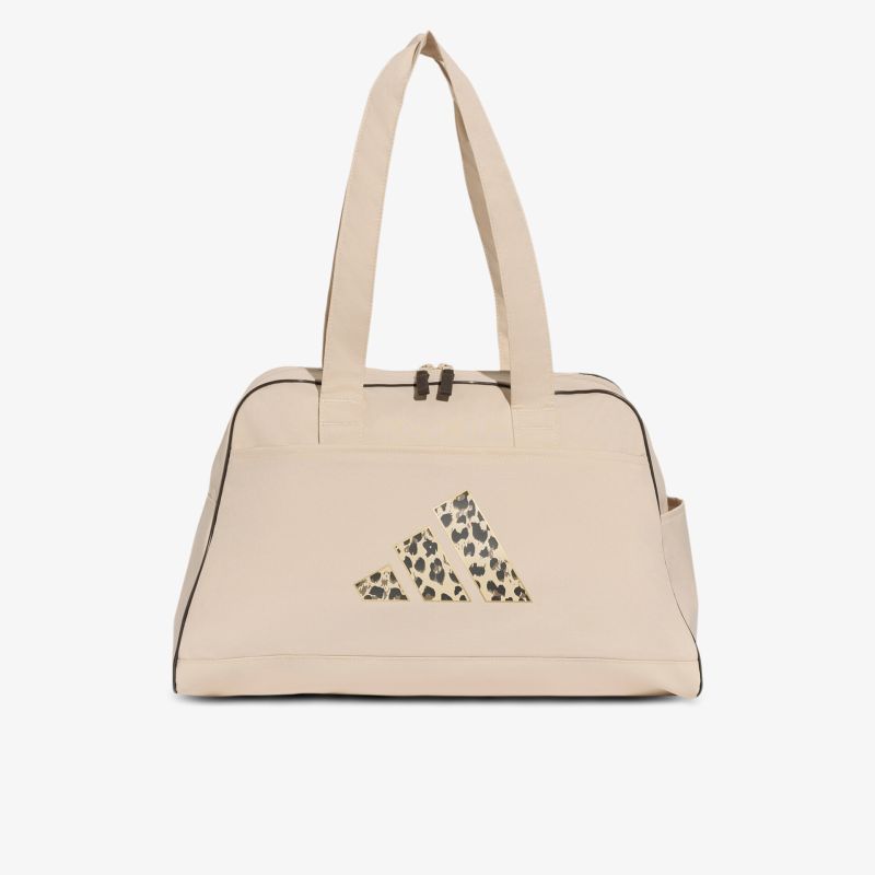 Beige elegante Tasche mit auffälligem Animal-Print Logo, praktische Größe und sicherem Reißverschluss