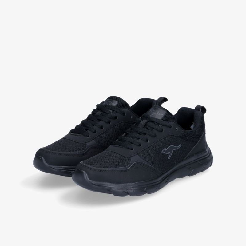 Moderner schwarzer Sneaker mit atmungsaktivem Design und rutschfester Sohle für vielseitige Einsatzmöglichkeiten.