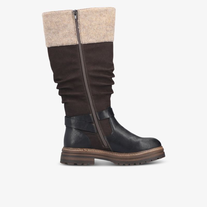 Winterstiefel mit hohem Schaft und seitlichem Reißverschluss, zweifarbiges Design, warm und bequem
