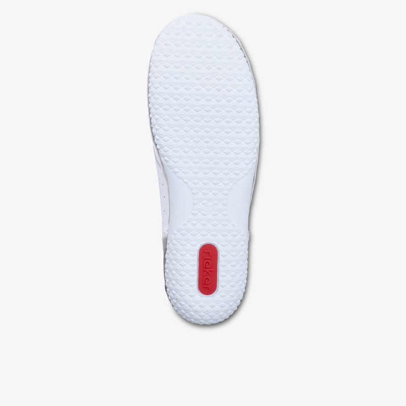 Rutschfeste und atmungsaktive weiße Einlegesohle mit ergonomischer Polsterung für optimalen Komfort
