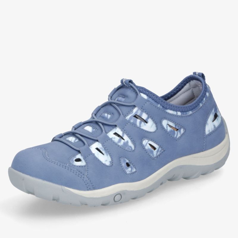 Leichter, atmungsaktiver blauer Schuh mit flexibler Sohle und praktischem Schnellverschluss