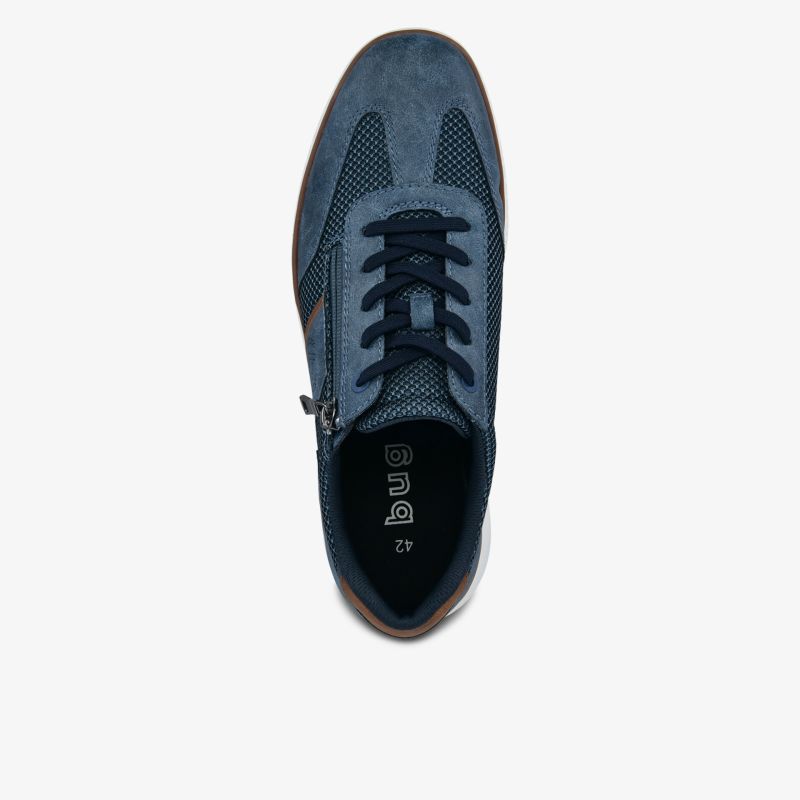 Blauer Sportschuh mit atmungsaktivem Mesh und stabiler Schnürung, bequem und leicht
