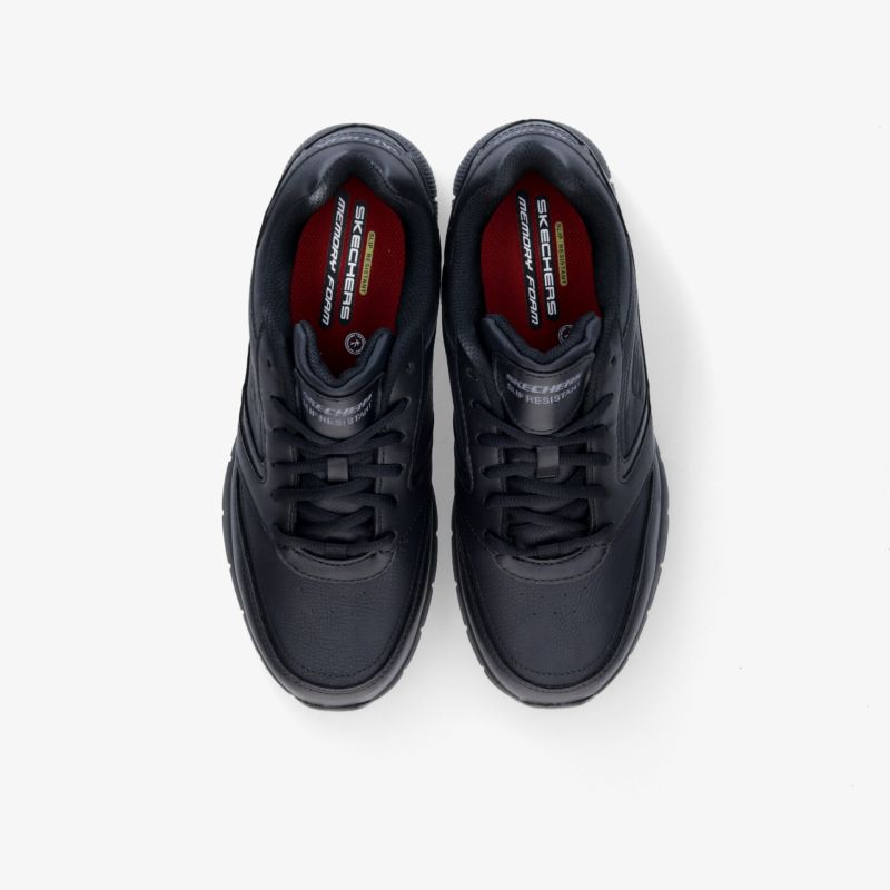 Elegant und komfortabel: Schwarze Lederschuhe mit ergonomischem Design in klassischem Stil, von oben betrachtet.