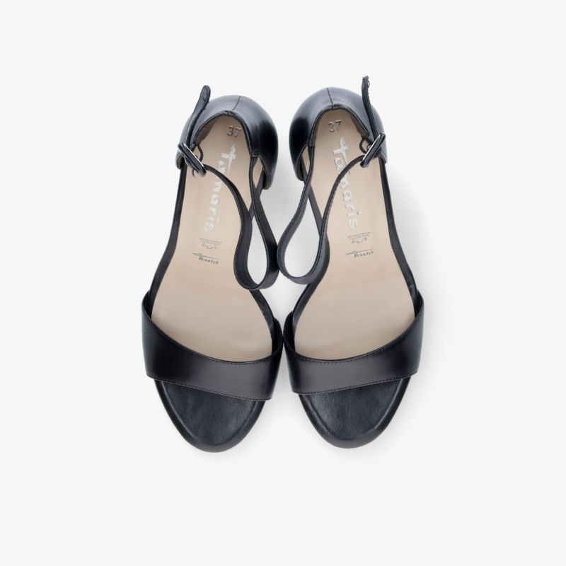 Schwarze bequeme Sandalen mit verstellbarem Riemen und elegantem Design, ideales leichtes Sommerschuhpaar