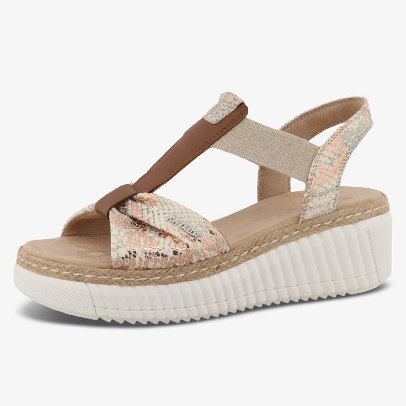 Bequeme Sandale mit elastischen Riemen und Keilabsatz, ideal für sommerlichen Komfort