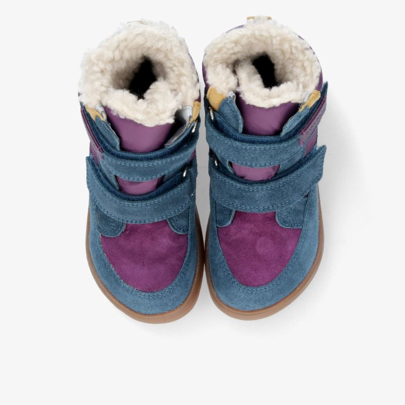 Warme und bequeme Kinderschuhe in Blau und Violett mit weichem, kuscheligem Innenfutter