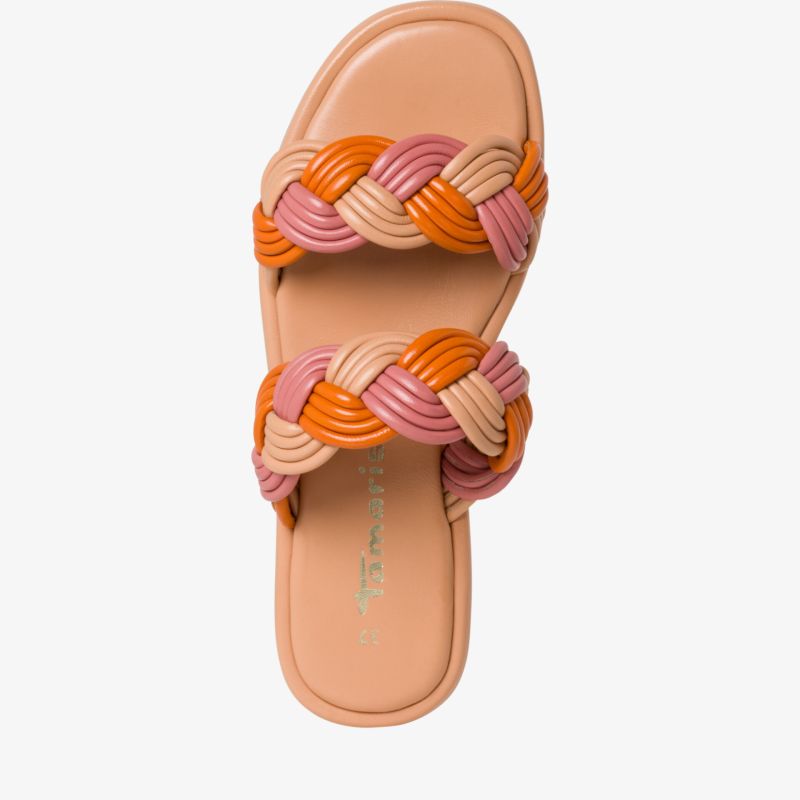 Bunte Sandale mit geflochtenen Riemen und weicher, bequemer Sohle in sommerlichem Design