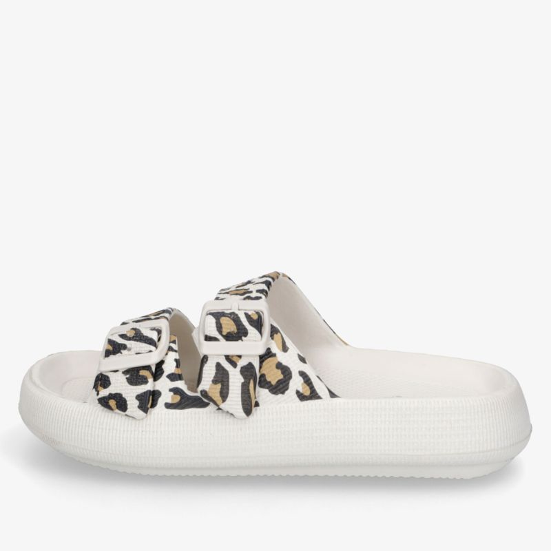 Bequemer Slipper mit weicher, gepolsterter Sohle und modischem Leopardenmuster, verstellbare Riemen für optimalen Halt