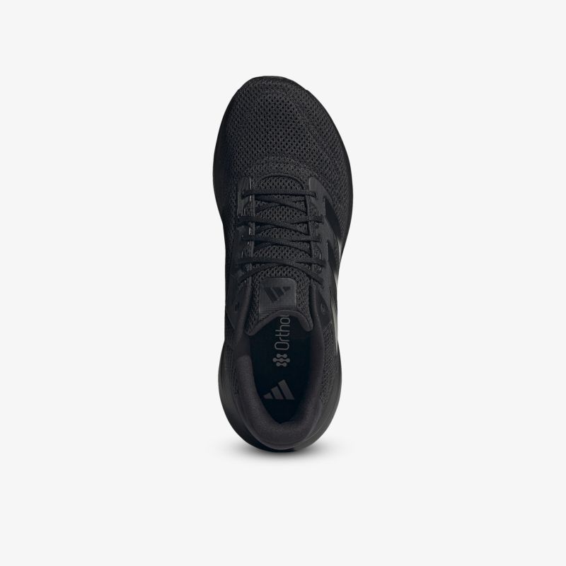 Schwarzer Sneaker mit atmungsaktivem Material und bequemer Passform, Draufsicht auf den Schuh